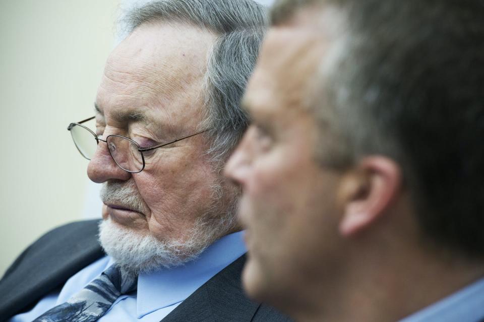 In 2004, Alaska Rep. Don Young, left, asked staff to include his wife Lu’s name in a bill. They did: the Safe, Accountable, Flexible, Efficient Transportation Equity Act: a Legacy for Users,or SAFETEA-LU. <a href="https://www.gettyimages.com/detail/news-photo/rep-don-young-r-alaska-left-and-sen-dan-sullivan-r-alaska-news-photo/524083534?adppopup=true" rel="nofollow noopener" target="_blank" data-ylk="slk:Tom Williams/CQ-Roll Call, Inc. via Getty Images;elm:context_link;itc:0;sec:content-canvas" class="link ">Tom Williams/CQ-Roll Call, Inc. via Getty Images</a>