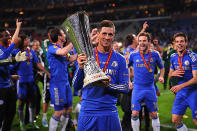 <p>Fernando Torres of Chelsea poses with the trophy during the UEFA Europa League Final between SL Benfica and Chelsea FC at Amsterdam Arena on May 15, 2013 in Amsterdam, Netherlands.</p>