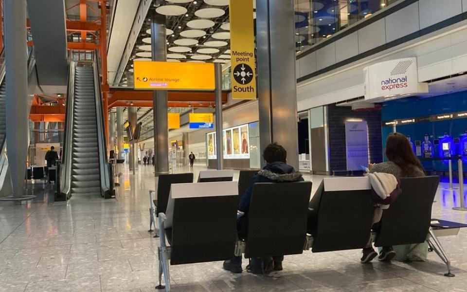 Of the few figures scattered throughout the terminal, the vast majority are staff