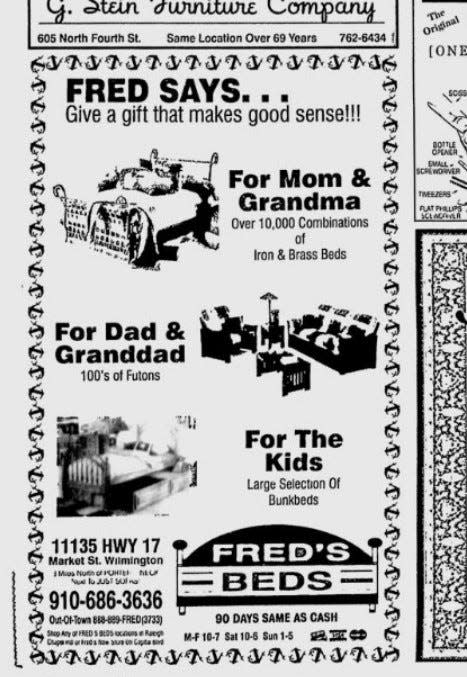 Fred's Beds with Christmas deals for the whole family in this advertisement from Dec. 18, 1999.