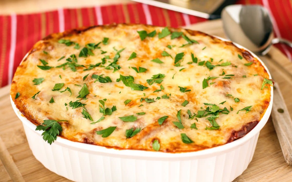 <p>Chad Elick</p><p>This dish is creamy, cheesy and so flavorful. Topped with red sauce and more cheesy goodness it's enough to put me over the top. Chicken really rounds the baked pasta dish out and adds a dimension of texture.</p><p><strong>Get the recipe: <a href="/26570/donnaelick/cheesy-pesto-and-chicken-pasta-bake/" data-ylk="slk:Cheesy Pesto And Chicken Pasta Bake;elm:context_link;itc:0;sec:content-canvas" class="link rapid-noclick-resp">Cheesy Pesto And Chicken Pasta Bake</a></strong></p>