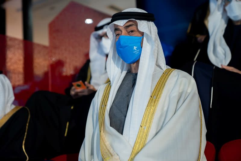 Abu Dhabi Crown Prince Sheikh Mohammed bin Zayed Al Nahyan attends the opening ceremony of the 2022 Beijing Winter Olympics