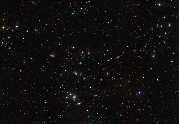 <span class="caption">Hercules galaxy cluster.</span> <span class="attribution"><span class="source">ESO/INAF-VST/OmegaCAM</span>, <a class="link " href="http://creativecommons.org/licenses/by-sa/4.0/" rel="nofollow noopener" target="_blank" data-ylk="slk:CC BY-SA;elm:context_link;itc:0;sec:content-canvas">CC BY-SA</a></span>