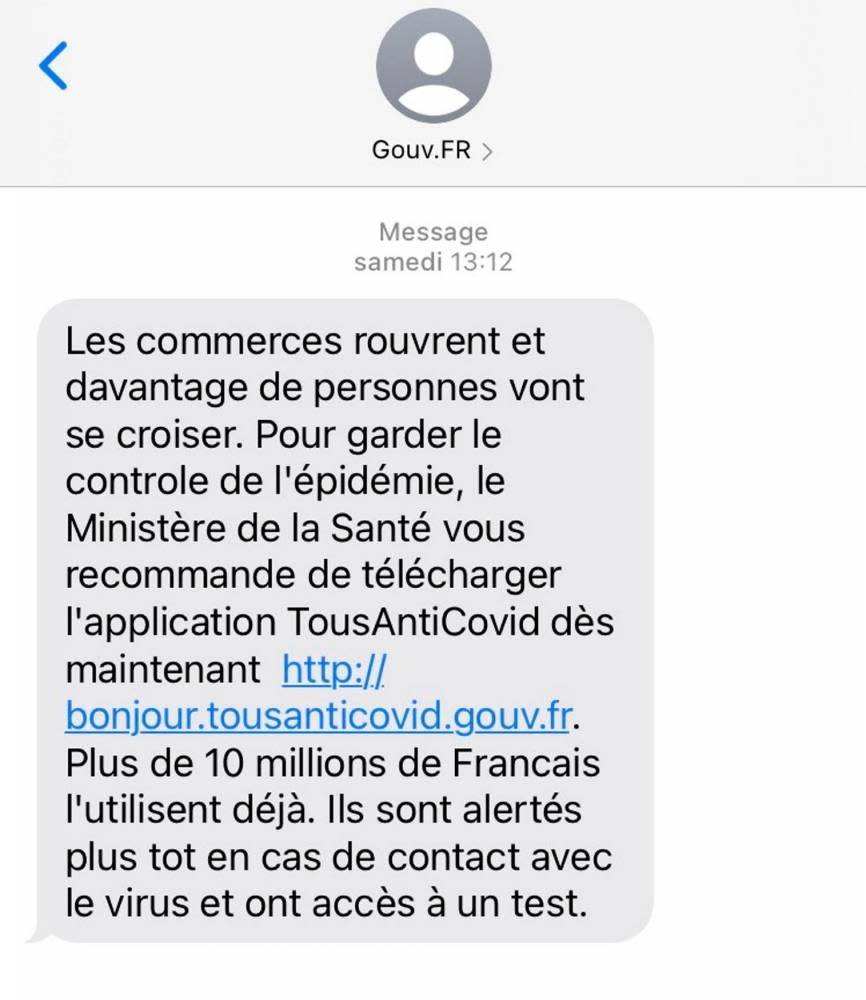 SMS, TousAntiCovid, Covid-19 ©  LePoint.fr