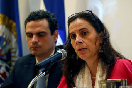 Commissioner Antonia Urrejola, Rapporteur for Nicaragua of the Inter-American Commission on Human Rights (IACHR) speaks during a press conference in Managua, Nicaragua, May 21, 2018. REUTERS/Oswaldo Rivas