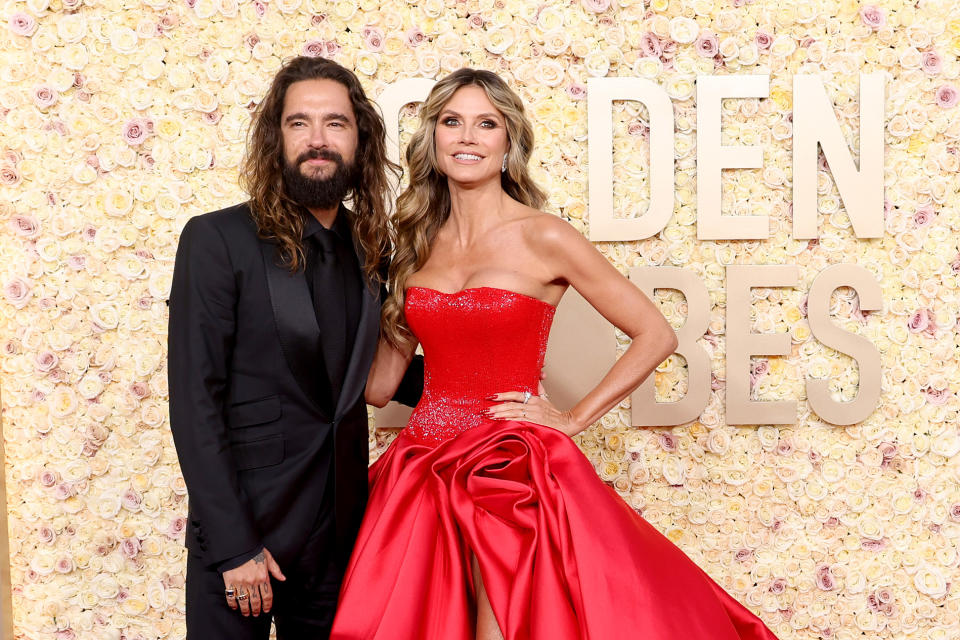 BEVERLY HILLS, CALIFORNIA - JANUARY 07: (L-R) Tom Kaulitz and Heidi Klum attend the 81st Annual Golden Globe Awards at The Beverly Hilton on January 07, 2024 in Beverly Hills, California. (Photo by Monica Schipper/GA/The Hollywood Reporter via Getty Images)