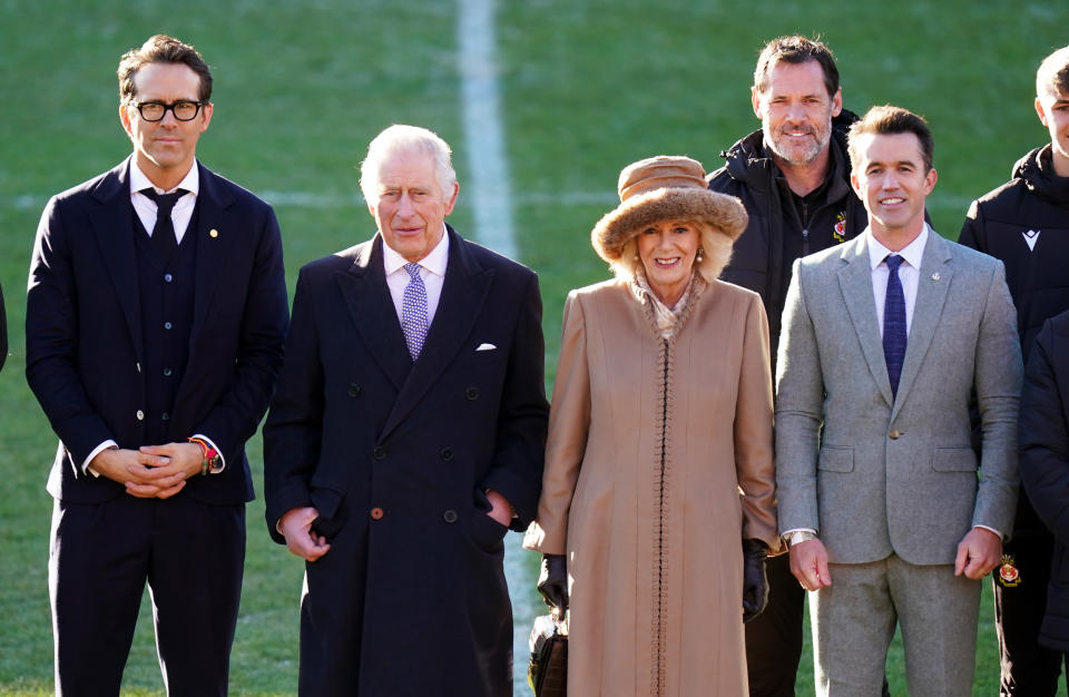 King Charles III, Queen Consort, Ryan Reynolds, and Rob McElhenney. (Jacob King / Getty Images)