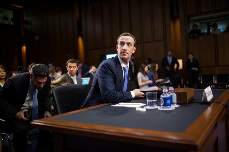 Facebook’s Mark Zuckerberg testifies before a combined Senate Judiciary and Commerce committee hearing in 2018 Getty Images