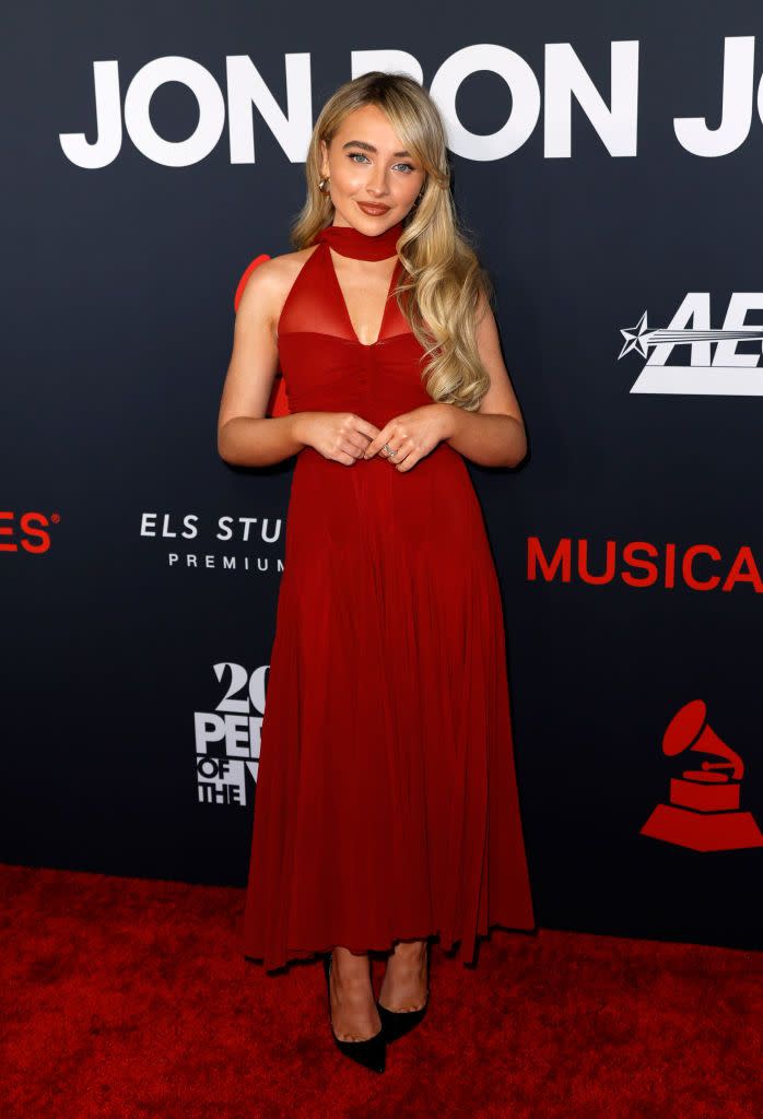 los angeles, california february 02 for editorial use only sabrina carpenter attends the 2024 musicares person of the year honoring jon bon jovi at los angeles convention center on february 02, 2024 in los angeles, california photo by frazer harrisongetty images
