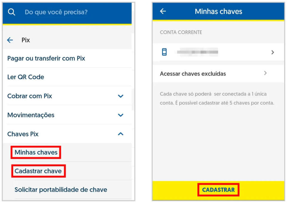 Veja como gerenciar suas chaves do Pix no Banco do Brasil (Captura de tela: Matheus Bigogno)