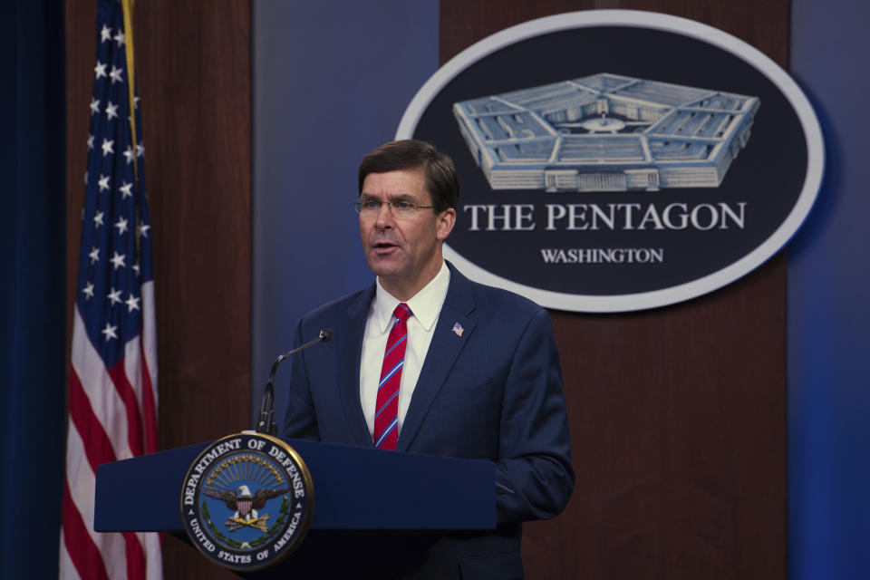 A push by Defense Secretary Mark Esper (above) to shut down the longtime publication Stars and Stripes for budget reasons may be thwarted by President Donald Trump. (Photo: Army Staff Sgt. Nicole Mejia/Department of Defense via AP)