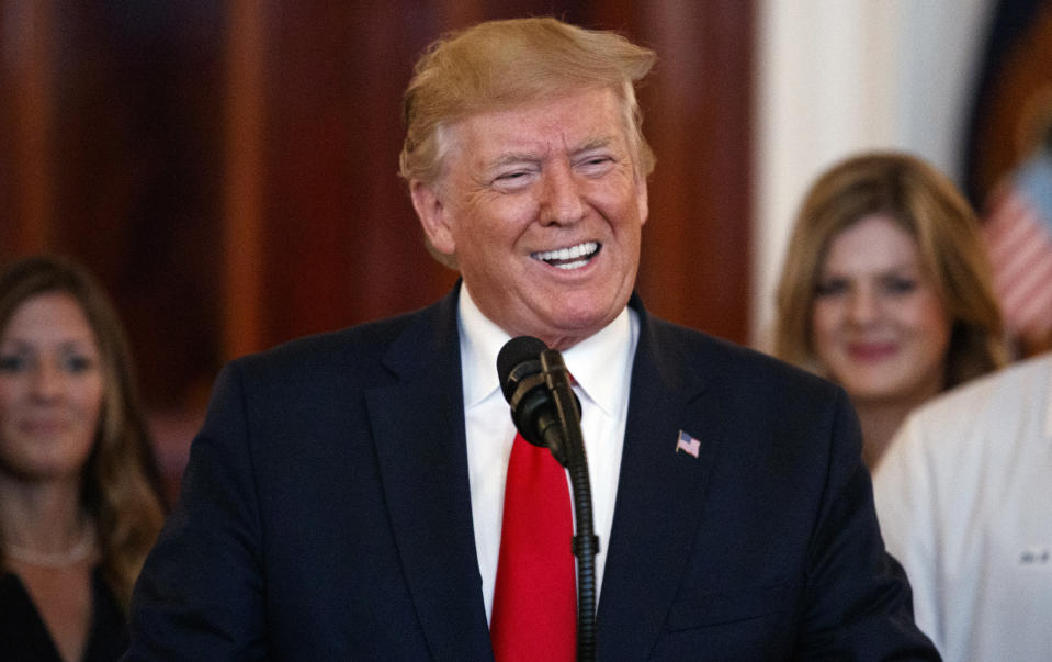 President Donald Trump speaks before signing an executive order on improving price and quality transparency in healthcare at the White House in Washington, Monday, June 24, 2019. (AP Photo/Carolyn Kaster)