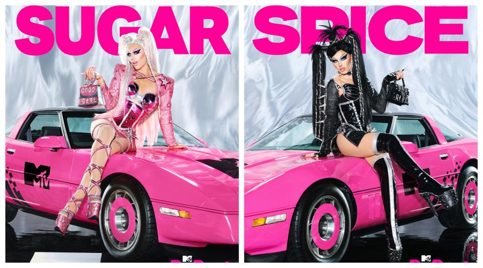 Sugar, left, and Spice are two of the 15 queens competing for $200,000 on "RuPaul's Drag Race" Season 15.