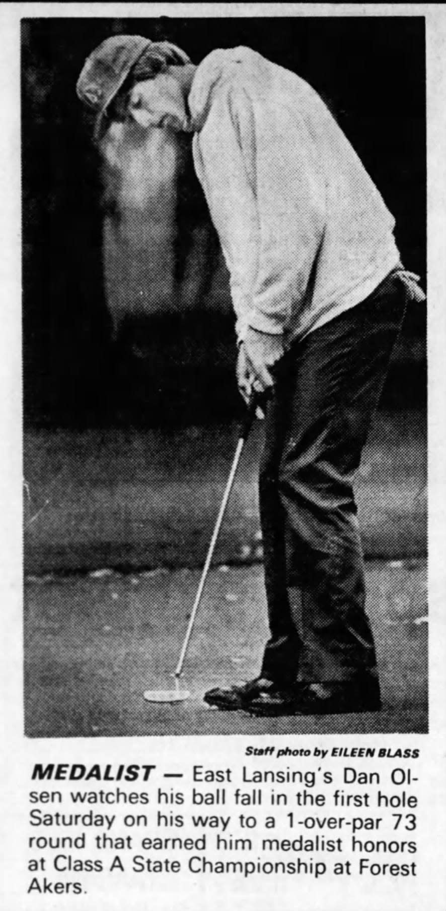 Dan Olsen won medalist honors in the Class A state finals in 1983 and also led East Lansing to the state championship.