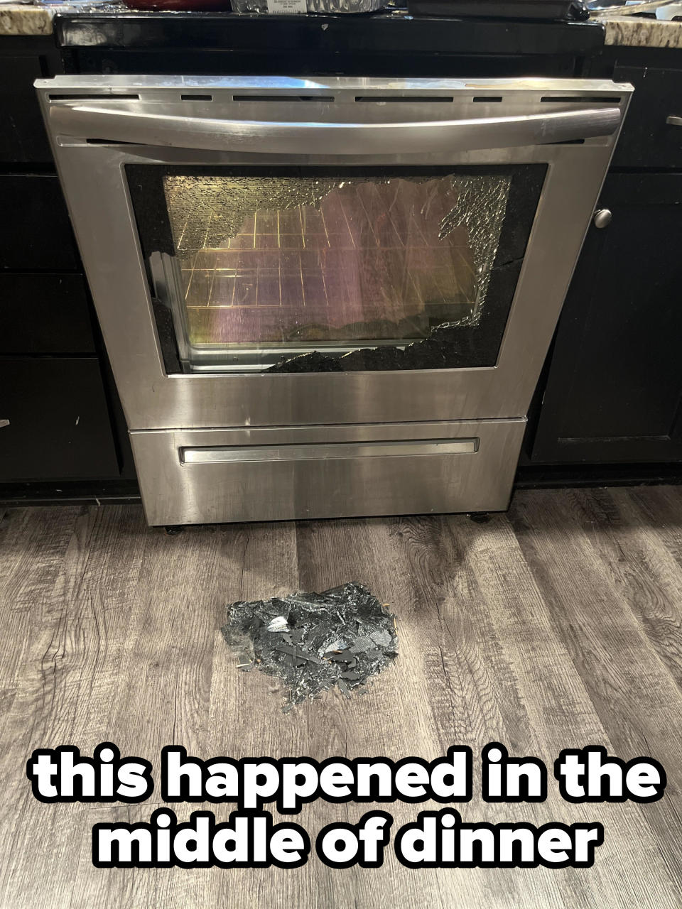 A broken oven window