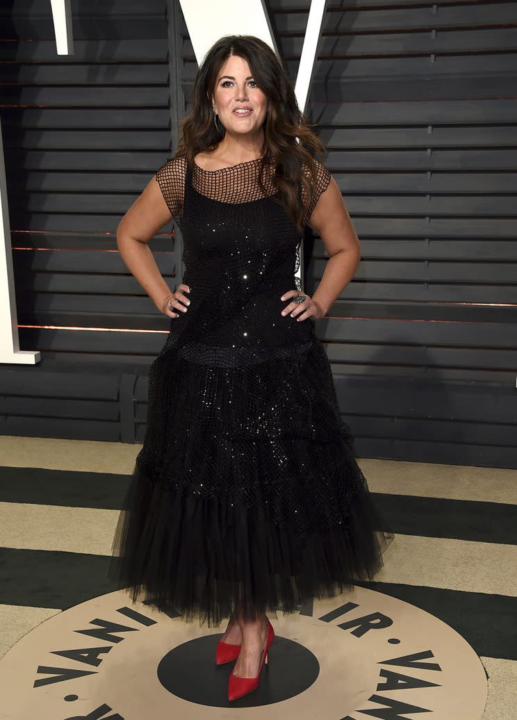 Monica Lewinsky at the Vanity Fair Oscar Party. (Photo by Evan Agostini/Invision/AP)