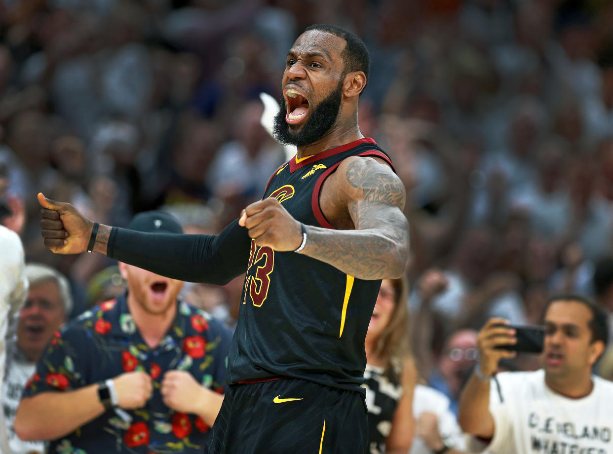 LeBron James’ huge performance pushed the Cavs past the Celtics on Friday night. (Getty)