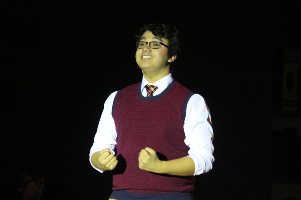 Andres Zarate rehearses a scene from "Matilda the Musical."