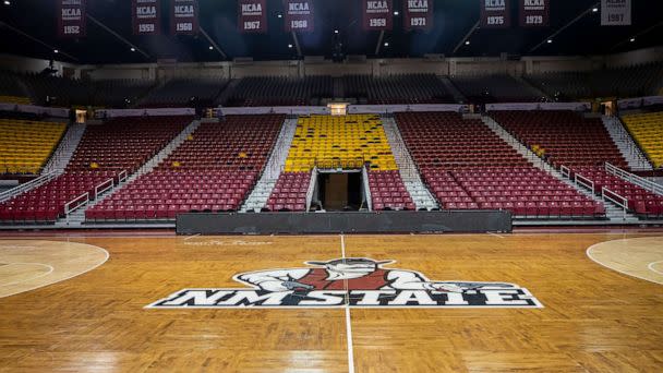 PHOTO: The basketball court of the Pan American Center at New Mexico State University is seen Feb. 15, 2023, in Las Cruces, N.M. (Andrã©s Leighton/AP)