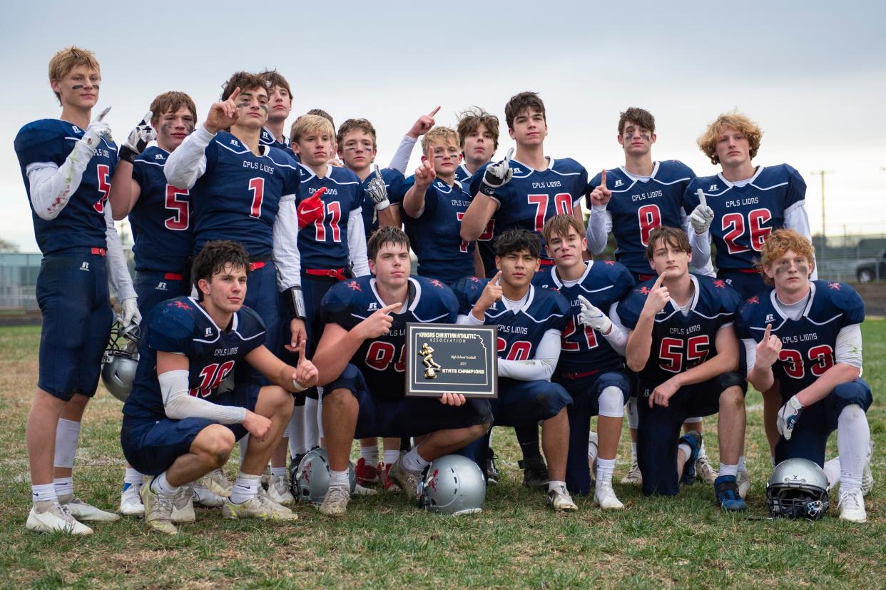 Cair Paravel's football team will be competing against KSHSAA competition this fall, coming off an undefeated state title season in the Kansas Christian Athletic Association after beating St.Mary's Academy on Nov. 13, 2021.