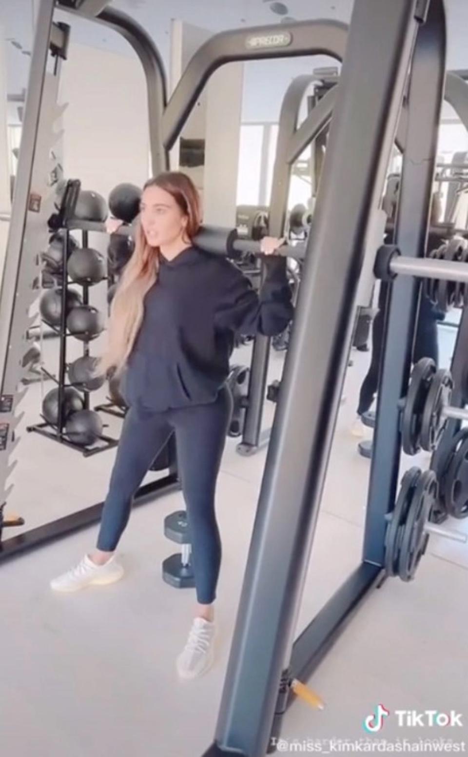 Kim Kardashian’s workout has been branded ‘embarrassing’ by fans (TikTok/Miss_kimkardashainwest)