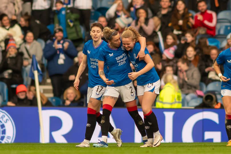 Glasgow City's Mairead Fulton (L) and Rangers' Kirsty MacLean -Credit:SNS Group