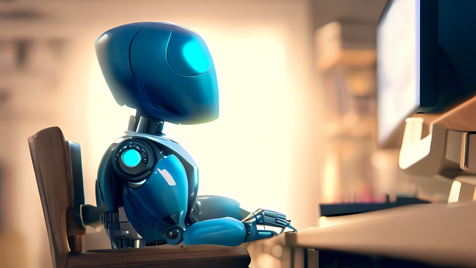 A blue robot summarizing a webpage using AI