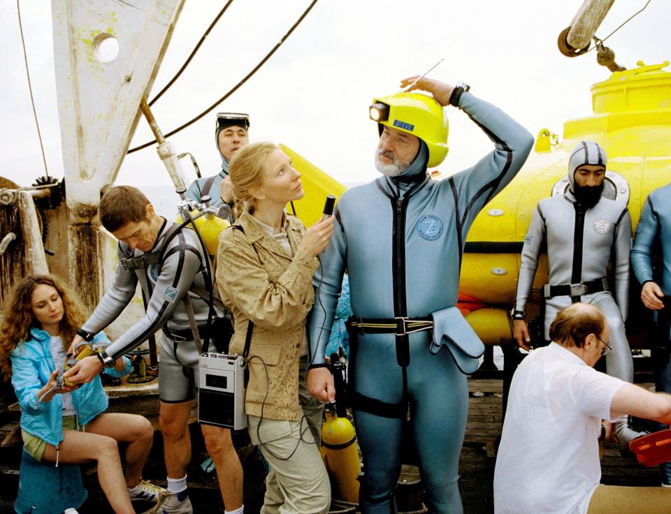 A reporter (Cate Blanchett) interviews famed oceanographer Steve Zissou (Bill Murray) in "The Life Aquatic with Steve Zissou."