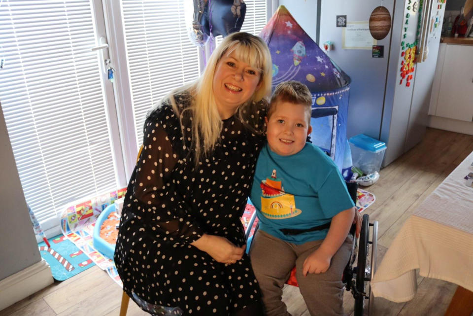 Mum Michelle with Noah celebrating his 9th birthday earlier this month. (SWNS)