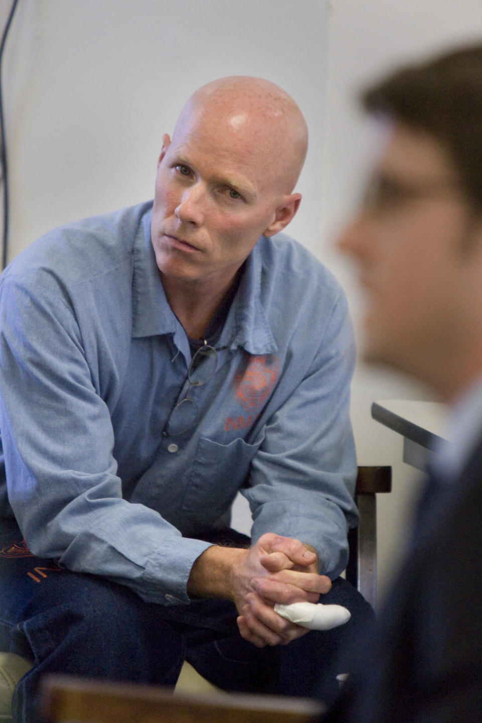 CORRECTS YEAR TO 2008- In this 2008 photo, convicted rapist Richard Gillmore is pictured during his parole hearing in Salem, Ore. Gillmore is set to be released from prison in mid-December 2022 after serving nearly 36 years behind bars, almost all of his maximum sentence. (Ross William Hamilton/The Oregonian via AP)