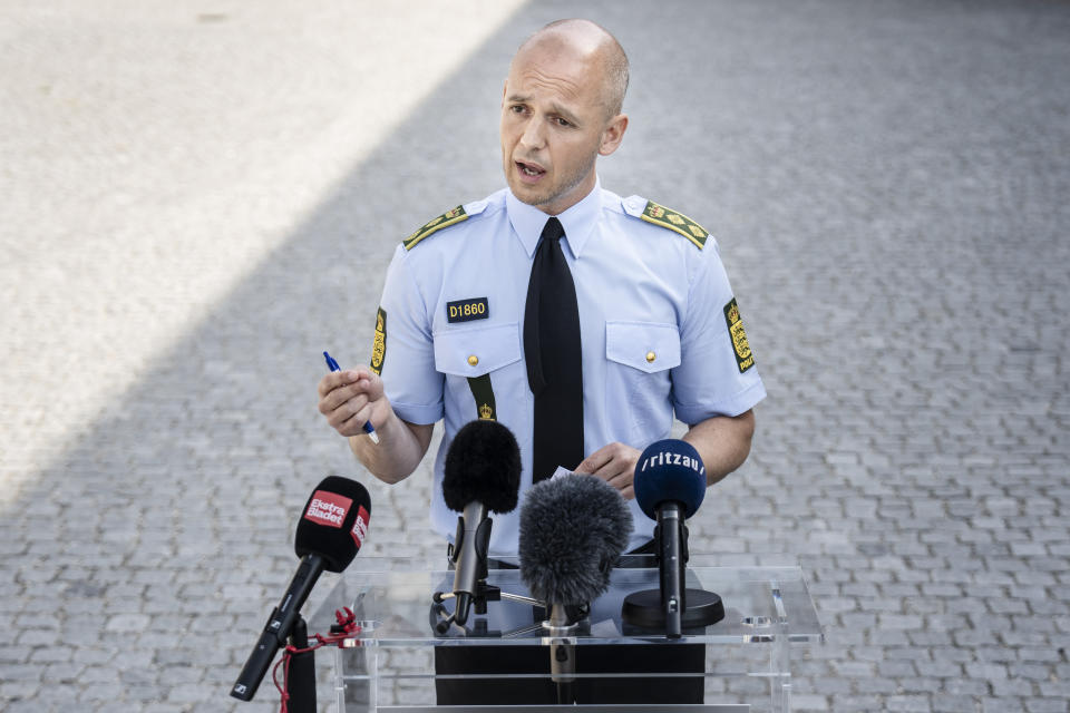 Denmark's Police Director Lasse Boje from the National Unit for Special Crime (NSK) holds a press briefing on the current development in a prohibition case against Bandidos MC in Denmark, at the National Unit for Special Crime (NSK) in Ejby in Glostrup, Denmark, Wednesday, May 22, 2024. Police in Denmark on Wednesday issued a temporary ban on the Danish arm of the Bandidos motorcycle club, citing the group’s violent behavior. (Mads Claus Rasmussen/Ritzau Scanpix via AP)