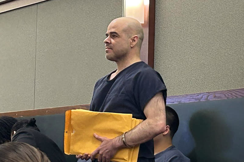 <em>Murder suspect Robert Telles appears in a Las Vegas courtroom on March 6, 2024, regarding evidence in the case.</em> (KLAS)