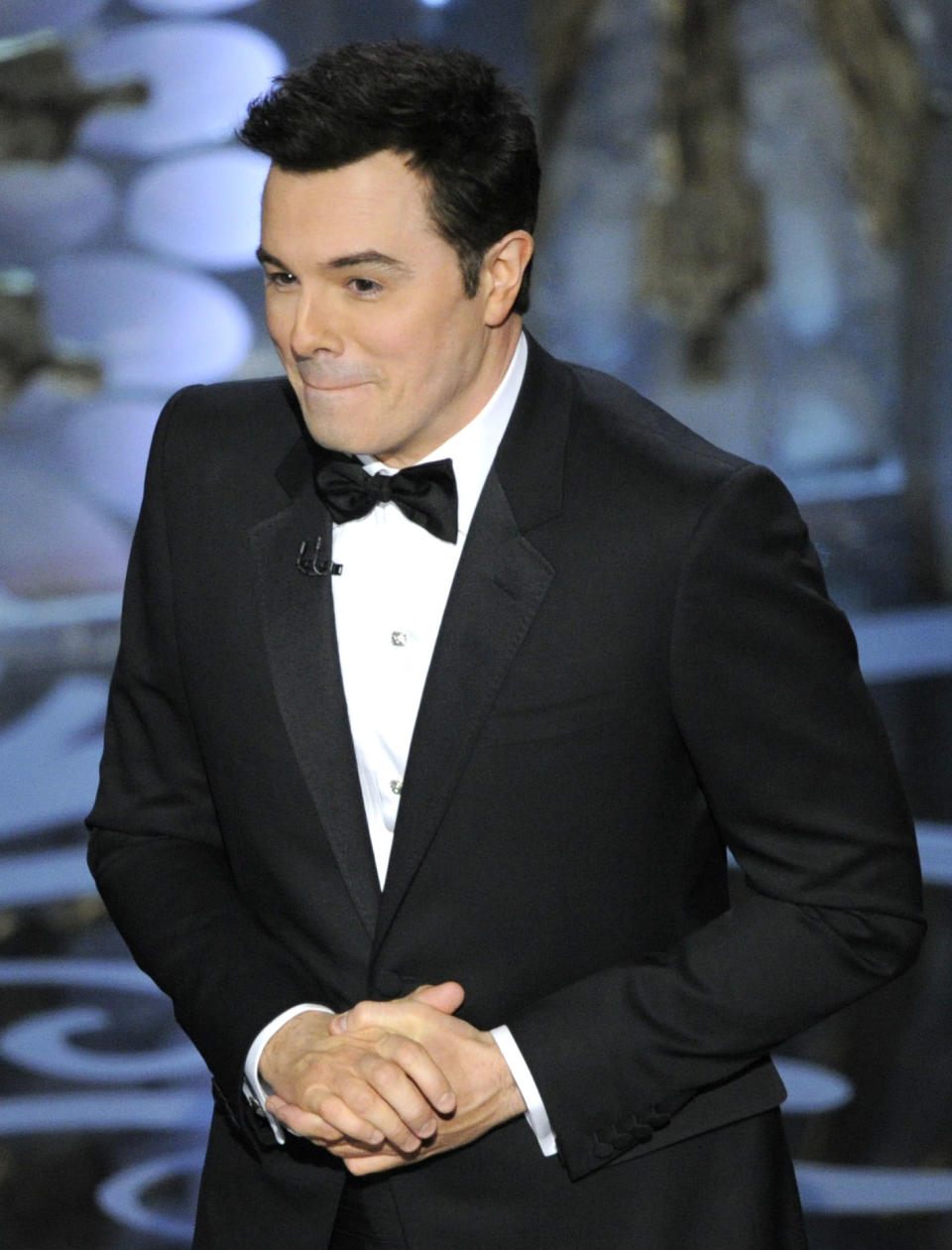 Host Seth MacFarlane performs onstage during the Oscars at the Dolby Theatre on Sunday Feb. 24, 2013, in Los Angeles. (Photo by Chris Pizzello/Invision/AP)