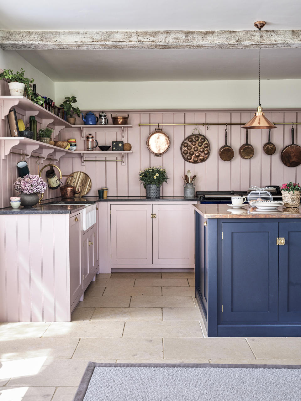 1. Use pink to bring a playful feel to a kitchen