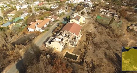 An aerial image shows the damage after a wildfire in Knysna