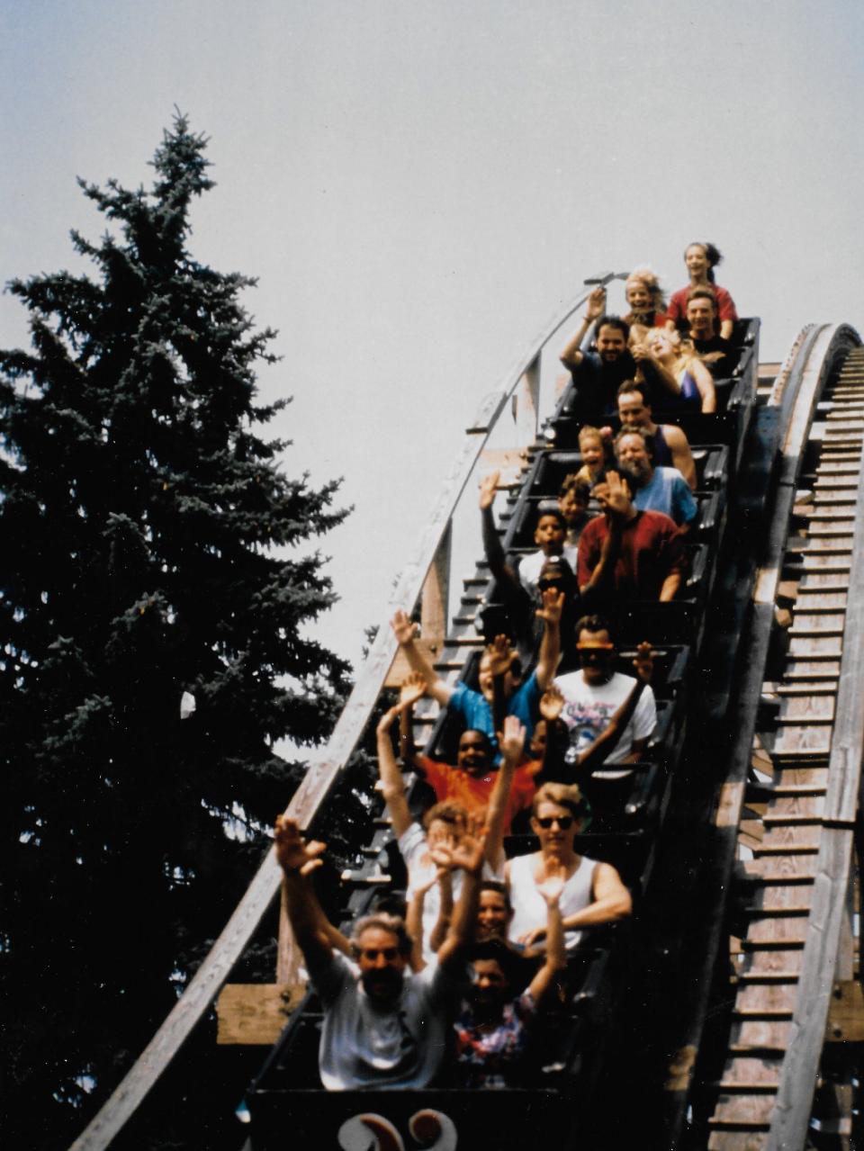 Industrial Commercial Properties said it would name a street in the development in honor of Geauga Lake Park's longtime wooden roller coaster, The Big Dipper, shown here in 1996.