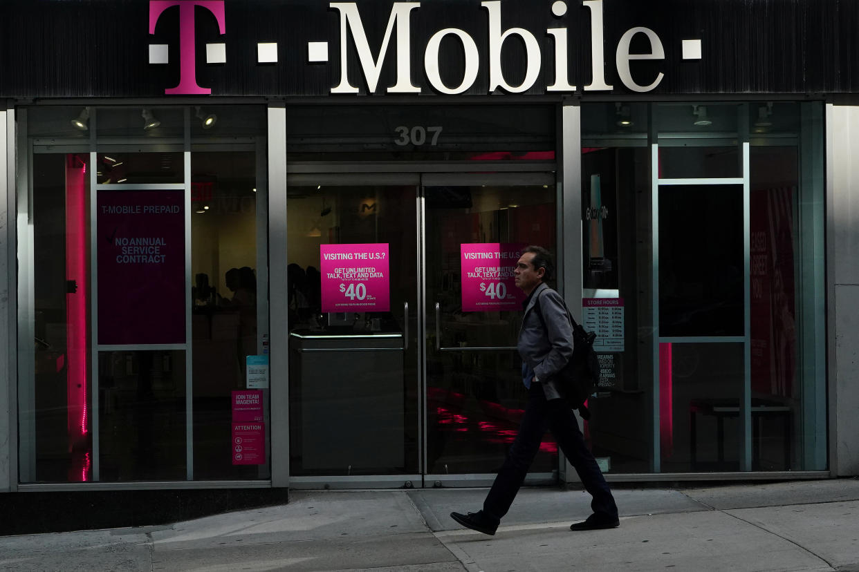 A T-Mobile store is pictured in the Manhattan borough of New York, New York, U.S., May 20, 2019. REUTERS/Carlo Allegri/File Photo