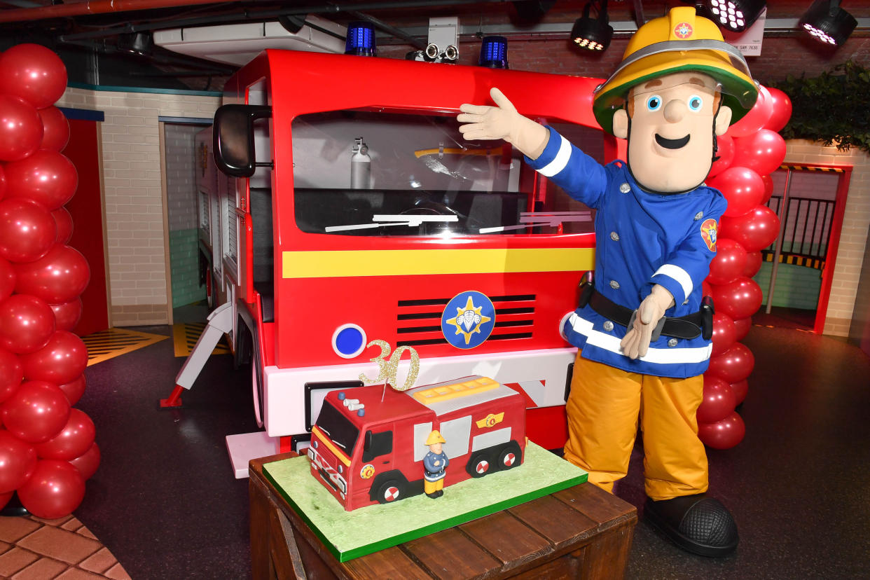 Fireman Sam celebrates his 30th anniversary at a special birthday party held at Mattel Play! Liverpool at the Albert Dock.