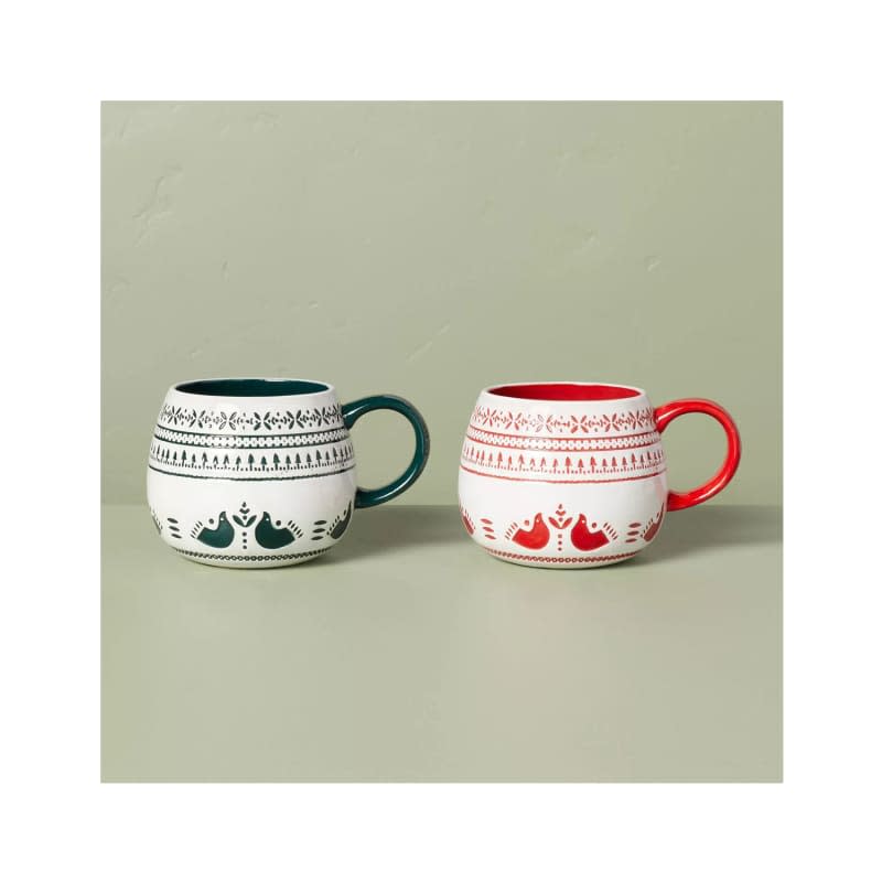 Hearth & Hand with Magnolia Nordic Christmas Fair Isle Stoneware Mugs, 2-Pack