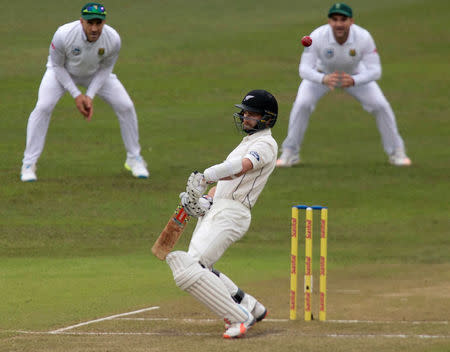 New Zealand's Kane Williamson ducks under a short ball during the second day of the first cricket test match against South Africa in Durban, South Africa, August 20, 2016. REUTERS/Rogan Ward