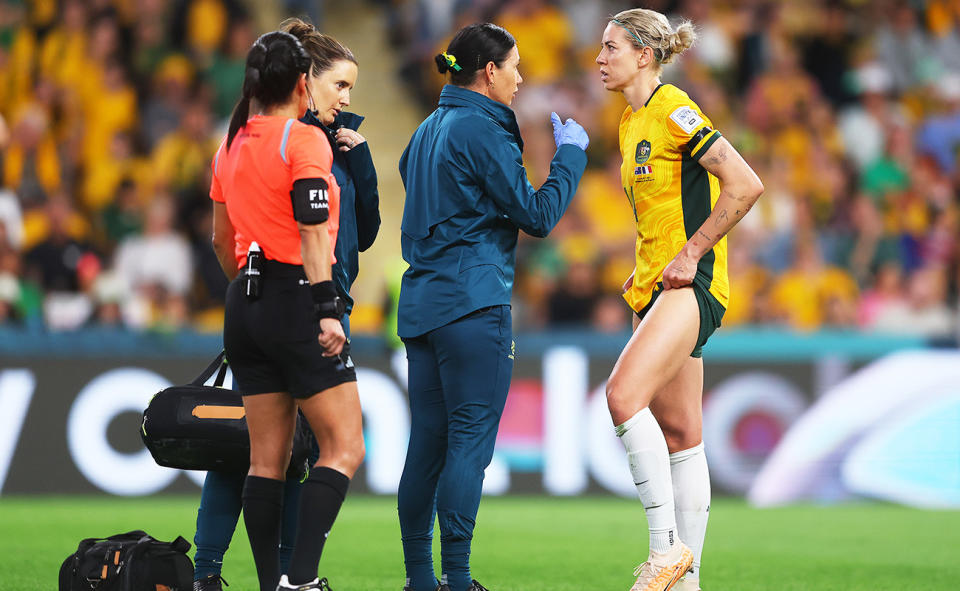 Alanna Kennedy, pictured here during the Matildas' win over France in the quarter-final.