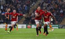 Football Soccer Britain- Hull City v Manchester United - Premier League - The Kingston Communications Stadium - 27/8/16 Manchester United's Marcus Rashford celebrates scoring their first goal Action Images via Reuters / Lee Smith