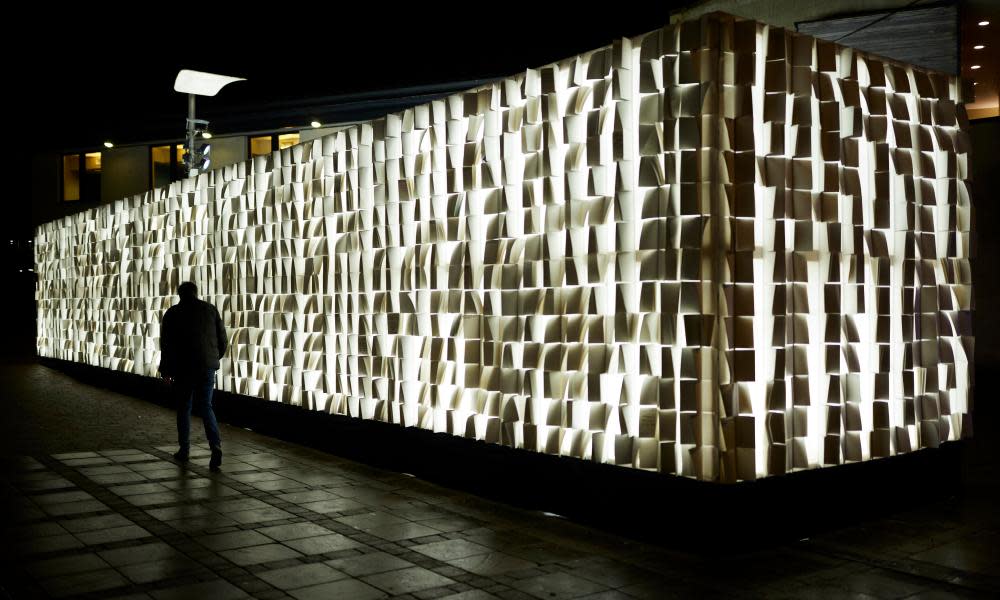 A preview showing of On Blank Pages by Luzinterruptus, one of the art installations in Durham for the 2023 Lumiere festival.