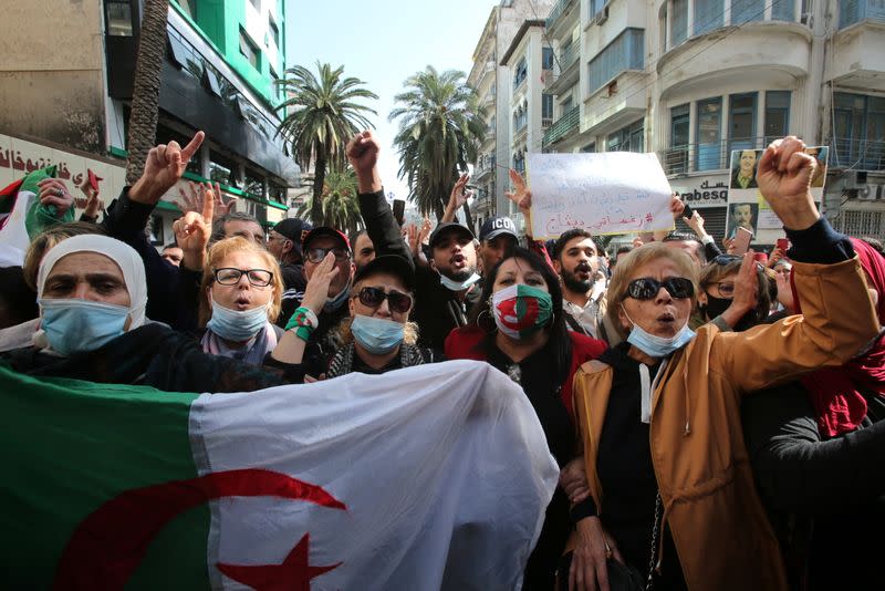 Protest demanding political change, in Algiers