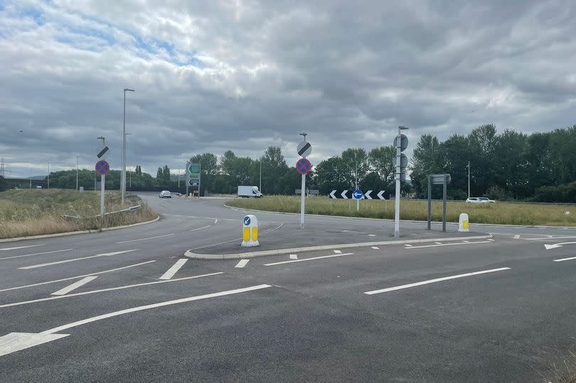 The fully open roundabout on the A40 Northern Bypass near Innsworth