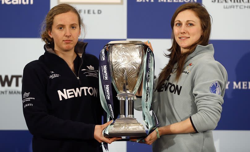 2015 Oxford women's boat race captain Anastasia Chitty, left, and Cambridge captain Caroline Reid