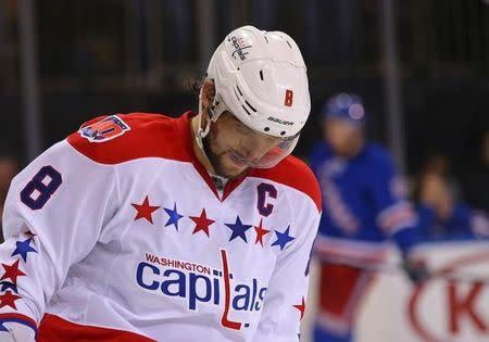 Nicklas Backstrom shows off the Caps' 2015 Bridgestone NHL Winter