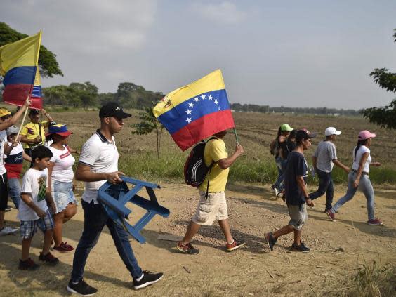 En route to Richard Branson’s Venezuela Aid Live across the border in Colombia (Getty)