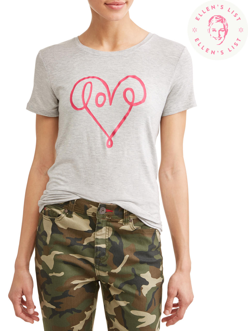 EV1 from Ellen DeGeneres Love Scribble Short Sleeve Graphic Tee. (Photo: Walmart)