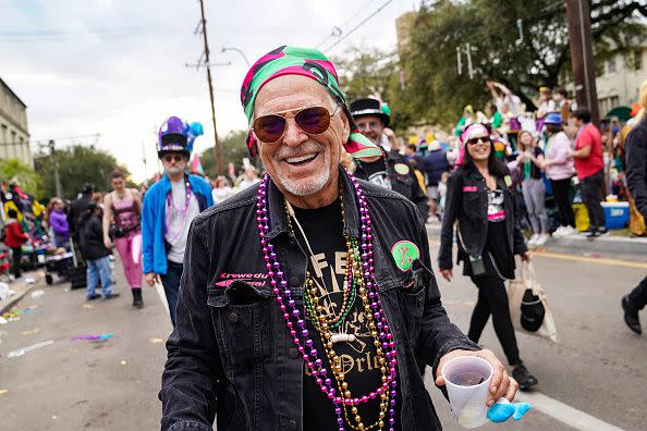 NEW ORLEANS, LOUISIANA - FEBRUARY 15: Jimmy Buffett participates in Arcade Fire's Krewe du Kanaval parade on February 15, 2020 in New Orleans, Louisiana. (Photo by Erika Goldring/Getty Images)